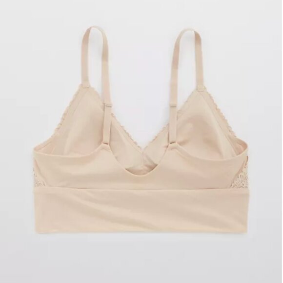 Aerie Sunnie Blossom Lace Padded Triangle Bralette in Sandalwood Size XXL New - Picture 2 of 10